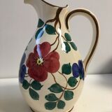 Pair of pitcher vases with spout handle deco numbered flower