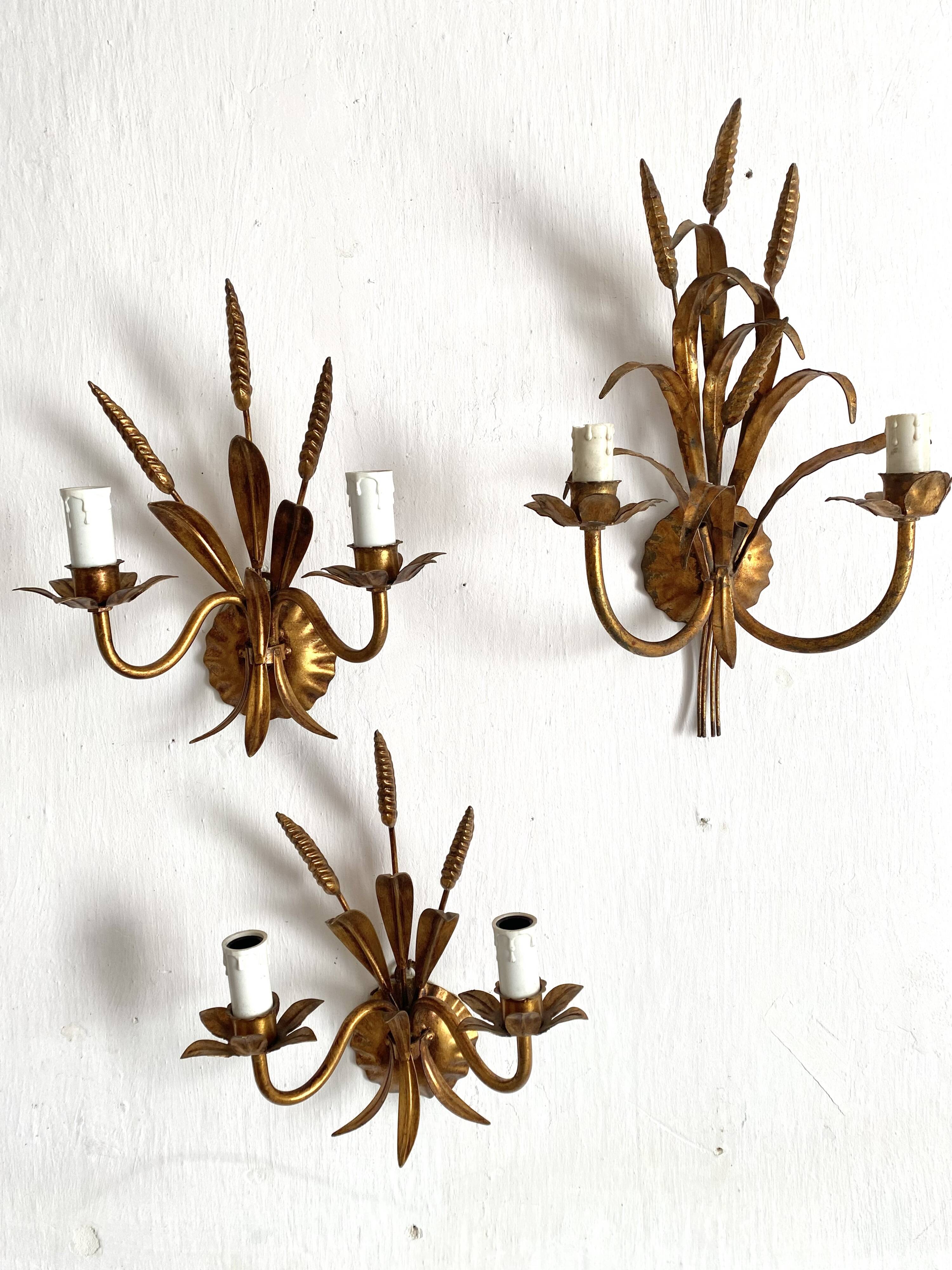 Hollywood Regency Italian wheat ear sconces