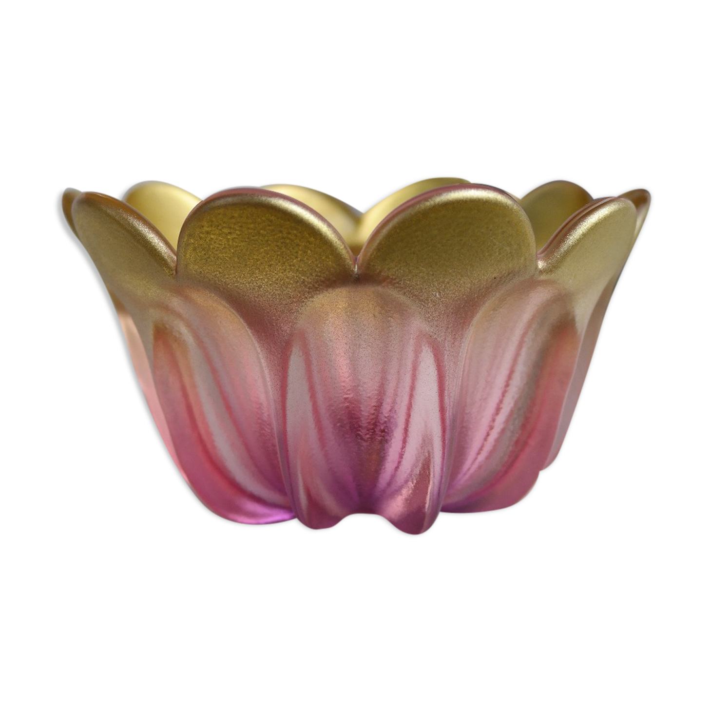 Empty pocket in pink glass paste corolla vintage Germany