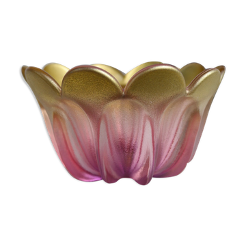 Vintage pink glass corolla vide poche from Germany.