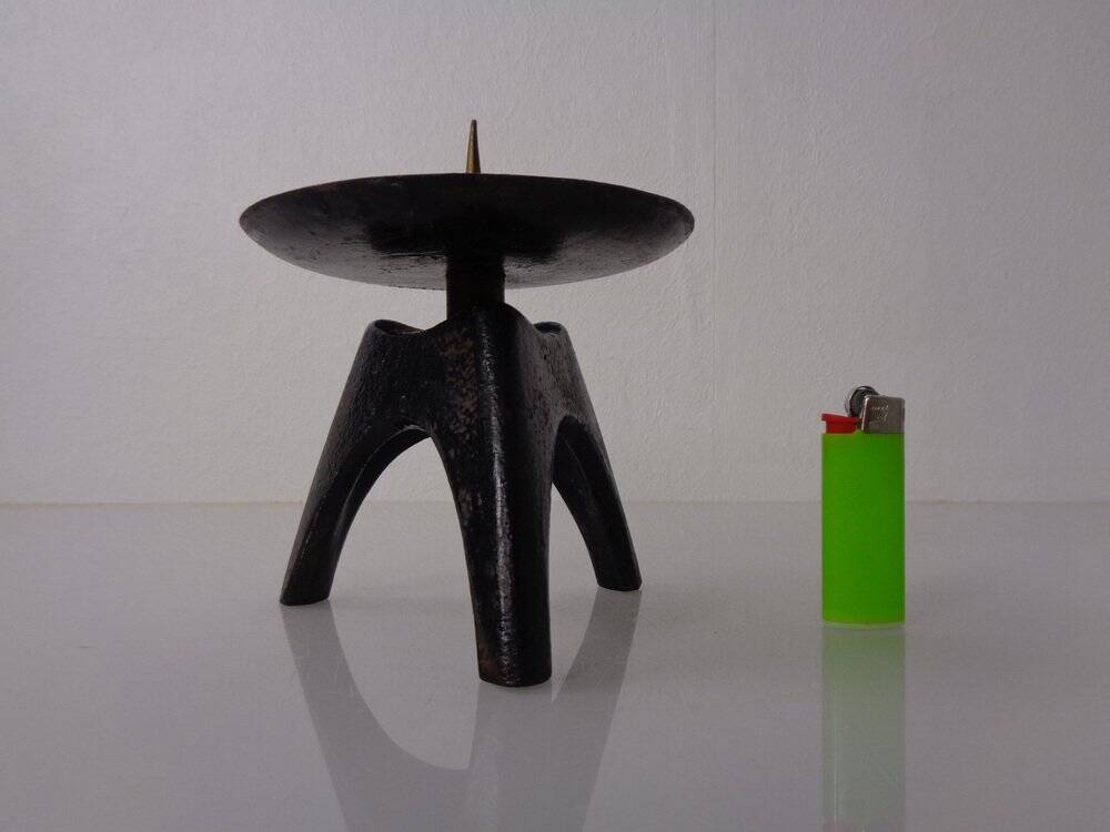 German Brutalist Iron Candleholder, 1960s