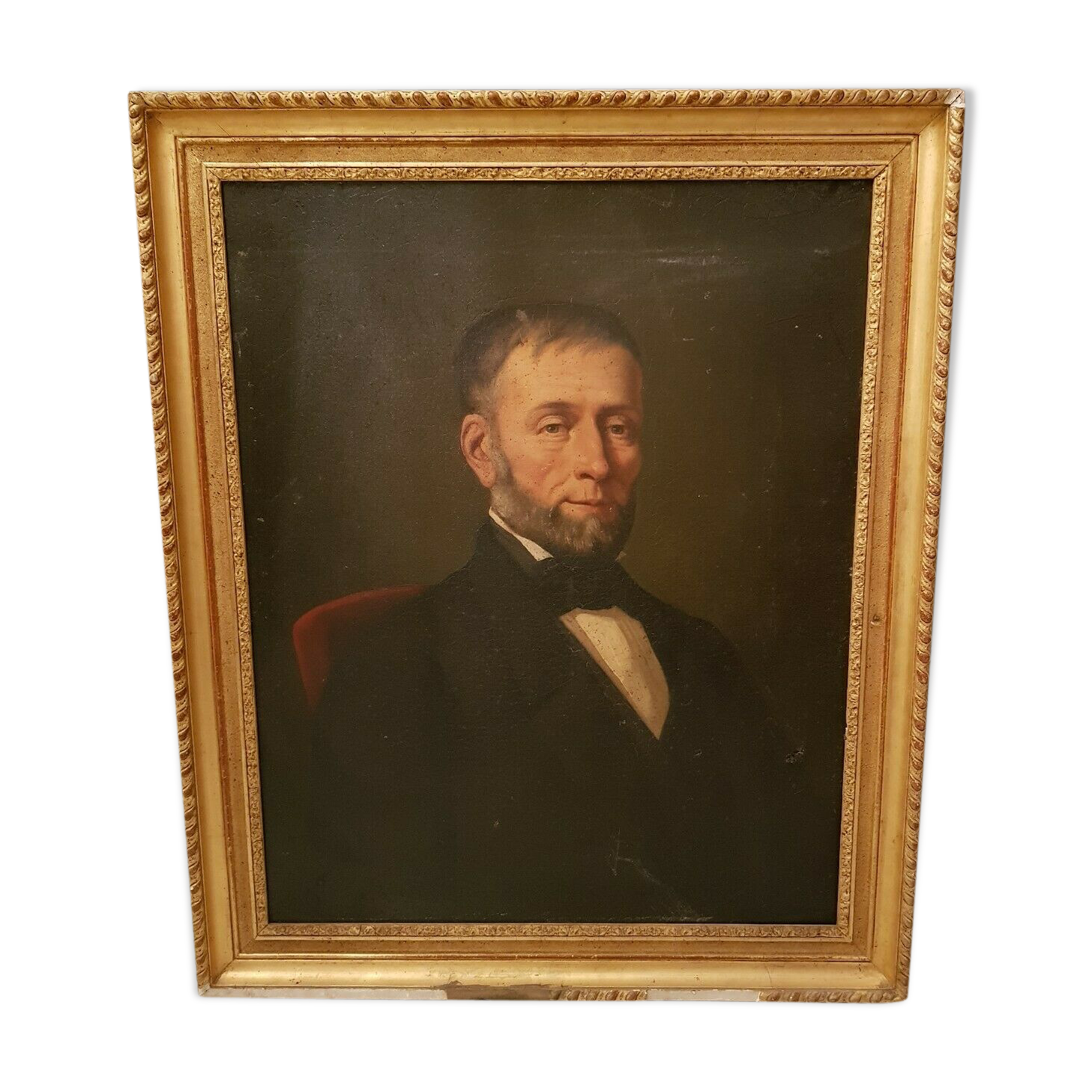 Portrait of ancient man, oil on canvas, gilded frame 19th century