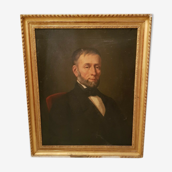 Portrait of ancient man, oil on canvas, gilded frame 19th century