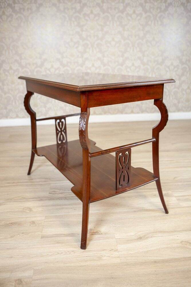 Table basse en acajou brun Art Nouveau du début du 20e siècle, années 1950