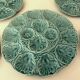Dish and 4 turquoise faience oyster plates from Gien, France.