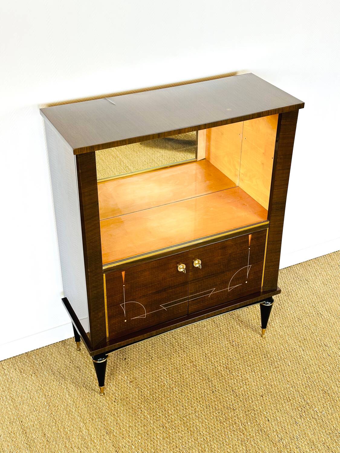 Vitrine art déco en acajou 1940