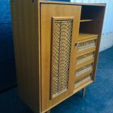 Convenient wardrobe in wood and rattan
