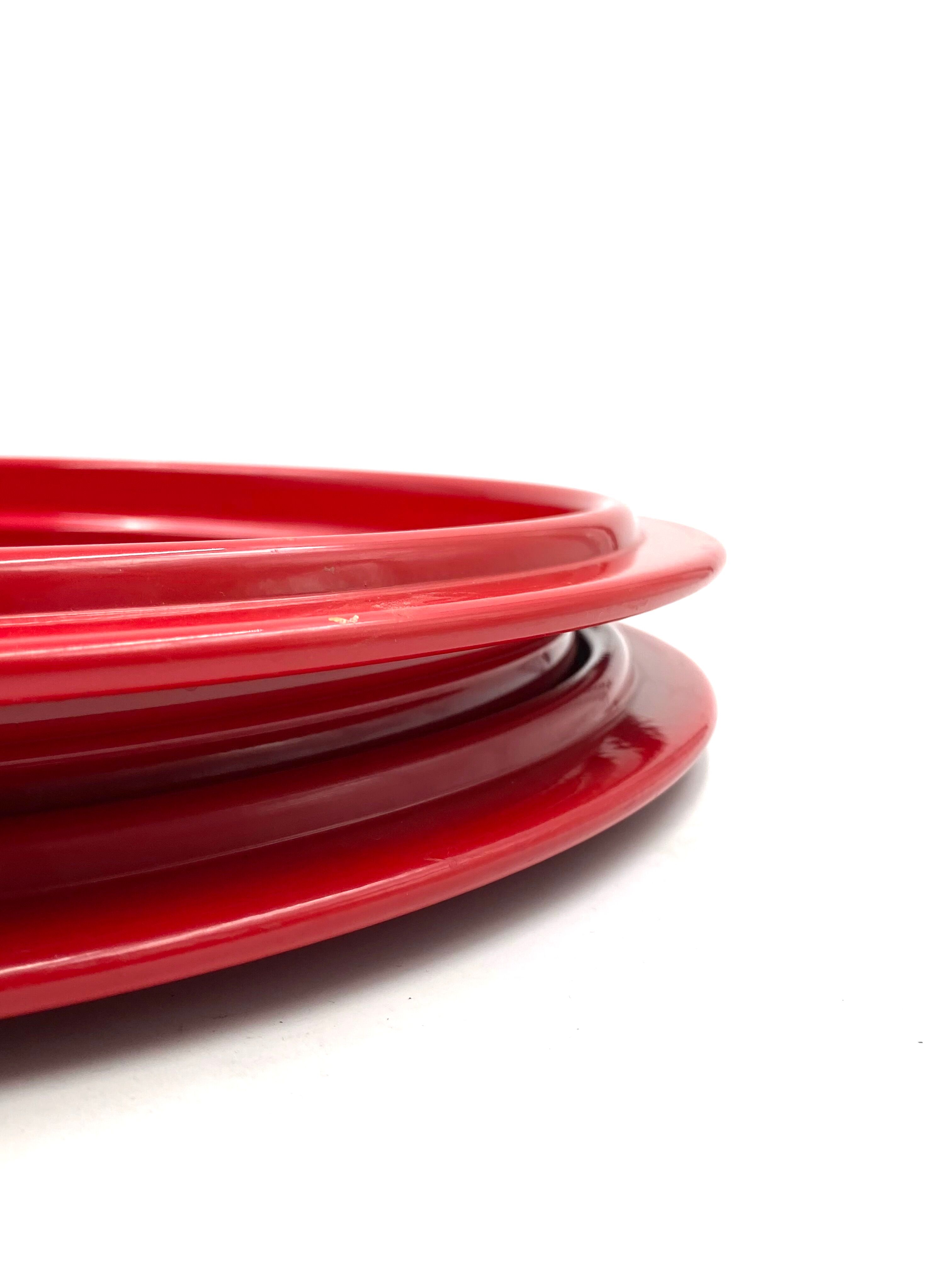 Gianfranco Frattini, red tray, Progetti Italy, 1970s