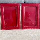 Paire de cadre porte photo vintage rouge