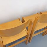 Set of 4 minimalist vintage beechwood chairs from the 80s