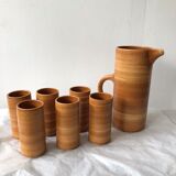 Set of 6 glasses in sandstone and carafe