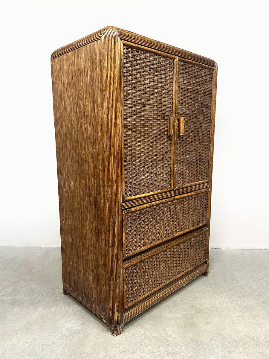 Vintage rattan bamboo cabinet 'Bohemian nature'