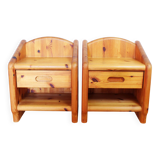 Pair of solid pine bedside tables 1970