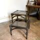 2 coffee tables, rattan sofa tips and smoked glass