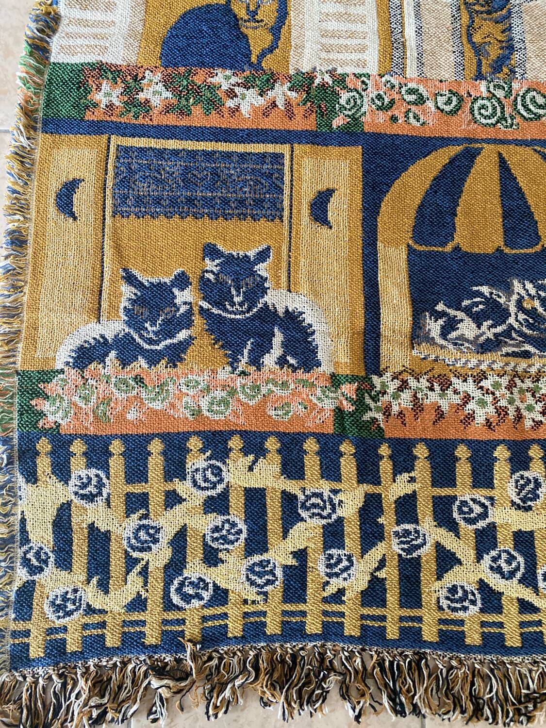 Vintage handmade cat rug