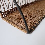 Vintage metal and wicker wall shelf, 1950s-1970s design, Mategot
