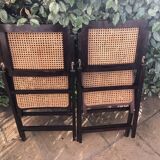 Wooden folding chairs and canne wicker