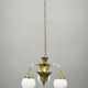 1930s Czechoslovak Art Deco Brass and Opaline Glass Chandelier