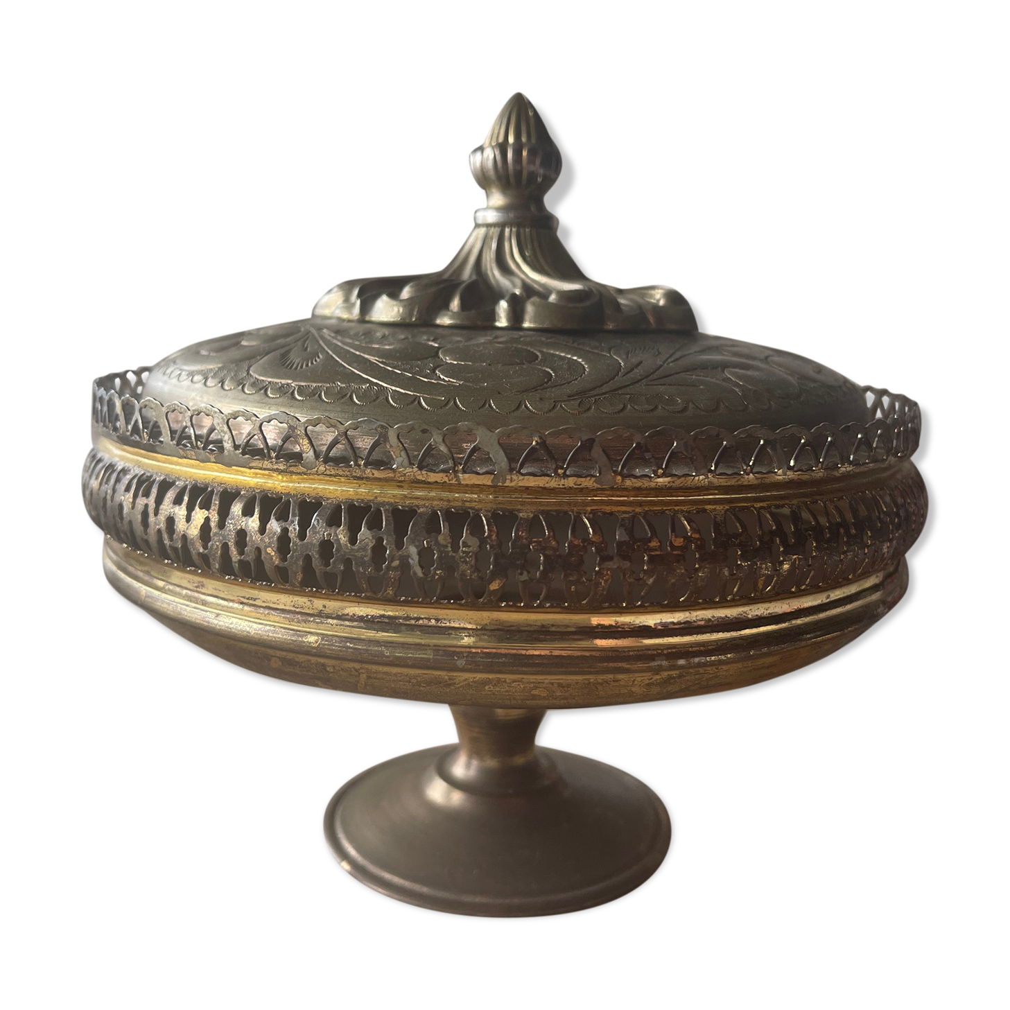 Old brass incense burner or brass can