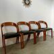 Lot 4 chairs in curved wood and leather design Baumann gondola model 60s vintage