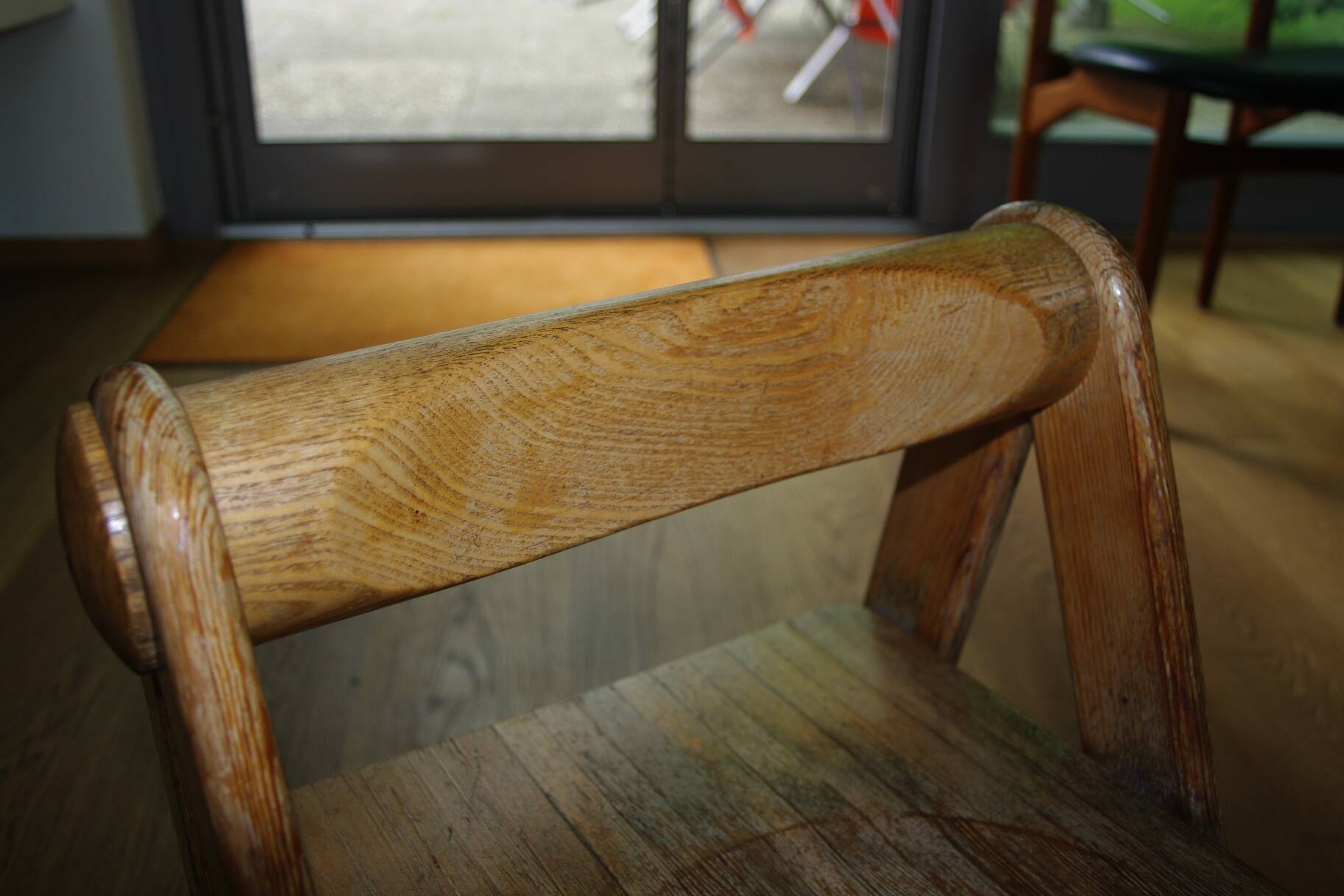 Rare vintage children's chair in solid pine by pierre grosjean 1970