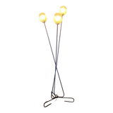 Large tripod floor lamp in black metal with 3 molded glass globes LAMP-7296