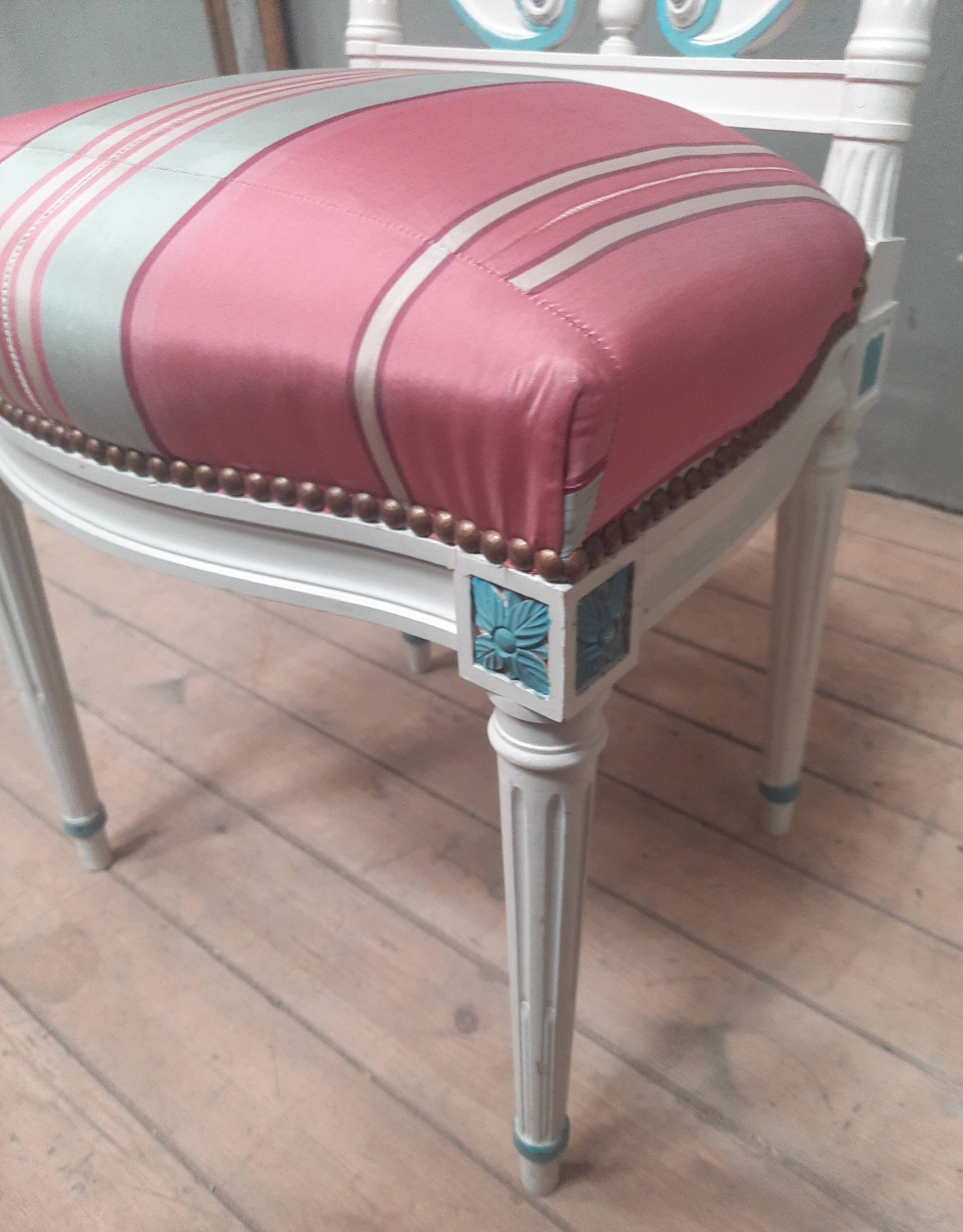 Louis XVI style lacquered chair with lyre back