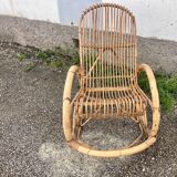 Rocking chair rotin 1960 bambou