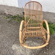 Rocking chair rotin 1960 bambou