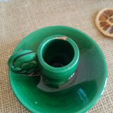 Vallauris hand candle holder green - vintage