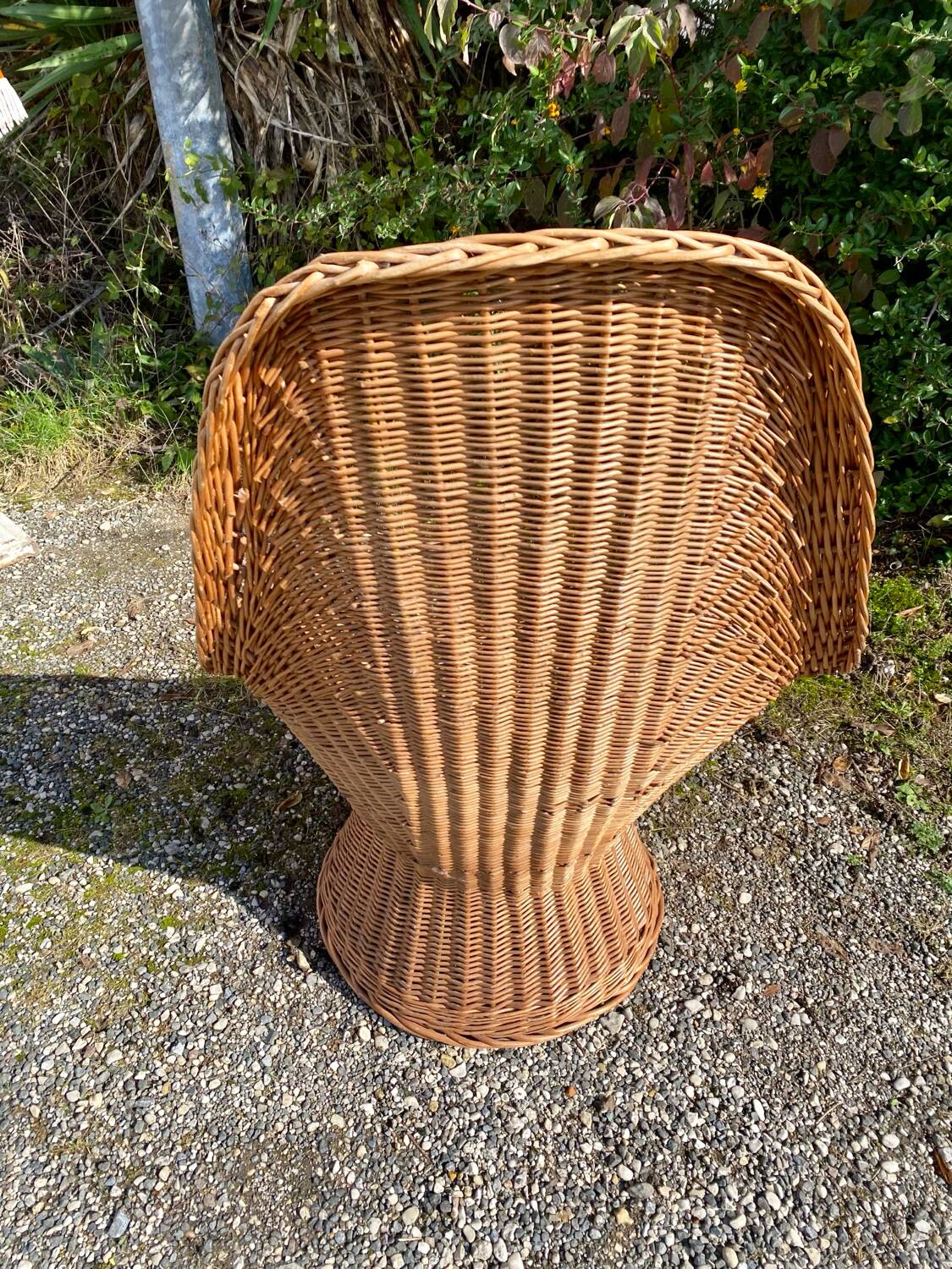 Rattan armchair and its cushion, 1960