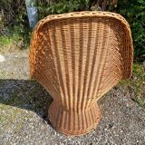 Rattan armchair and its cushion, 1960