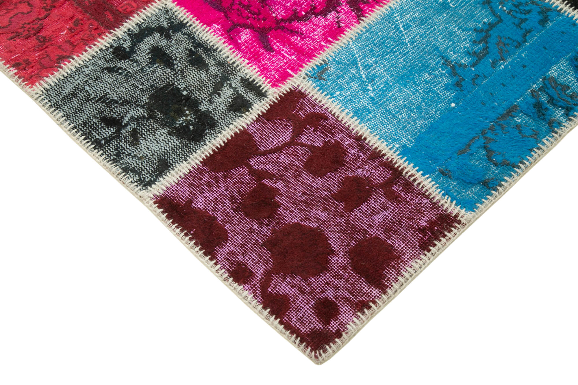 Tapis patchwork multicolore vintage 179 cm x 243 cm fait à la main anatolian vintage
