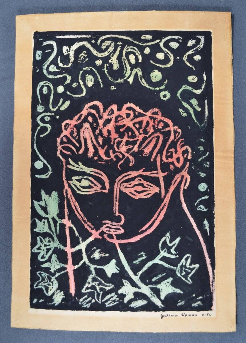 Guillain Siroux, Pink Face, mixed technique, 1950s