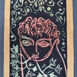 Guillain Siroux, Pink Face, mixed technique, 1950s