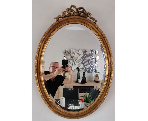 Miroir bois doré biseauté Napoleon 50x71cm