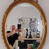 Mirror gilded wood beveled napoleon 50x71cm