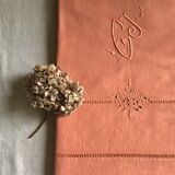 Old linen and cotton sheet terracotta