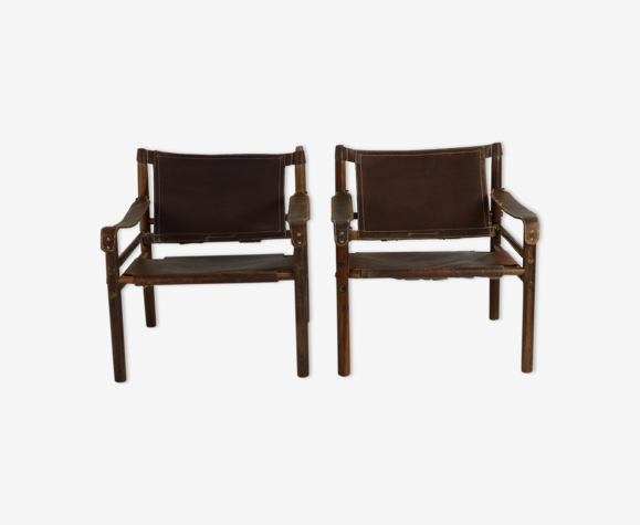 Paire de fauteuils safari Sirocco par Arne Norell