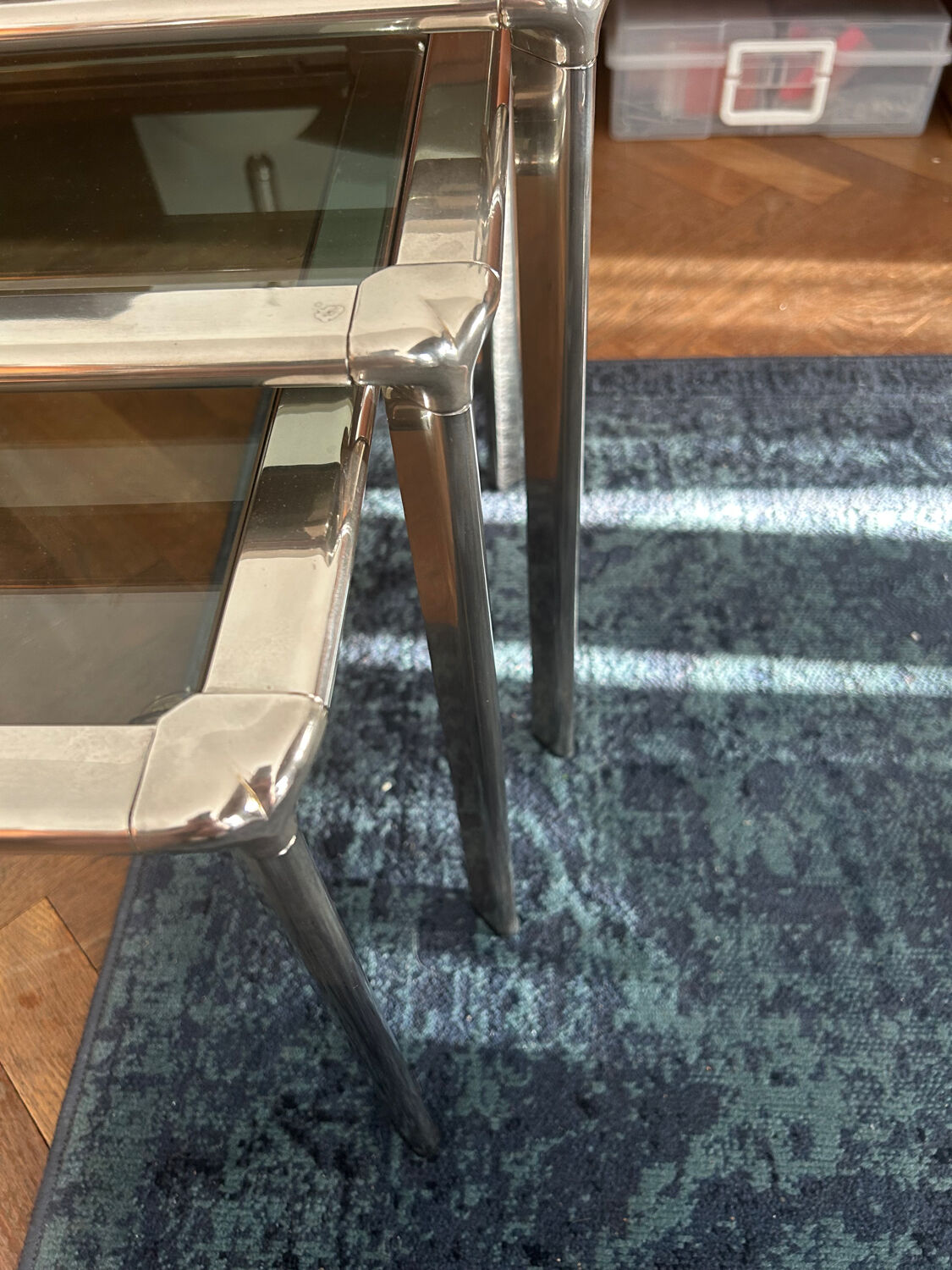 Chrome nesting tables designed and produced by Fratelli Orsenigo.