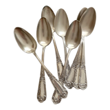 8 SFAM silver-plated soup spoons with acanthus and monogram decor