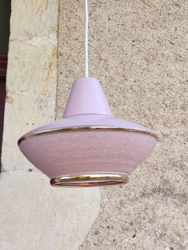 Suspension vintage en verre rose style Space Age