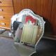Antique mirror Art Deco beveled and engraved 72 x 53 cm