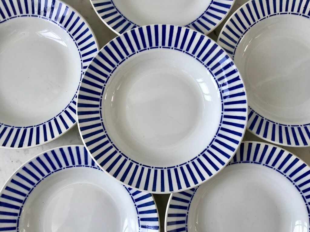 Lot of 6 hollow plates digoin sarreguemines model "monique" 30s