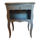 Table de chevet / Guéridon rénové Vert Sauge & Bois brut