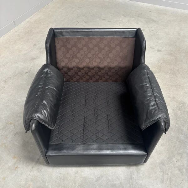 Black leather lounge chair by Dreipunkt, 1970s