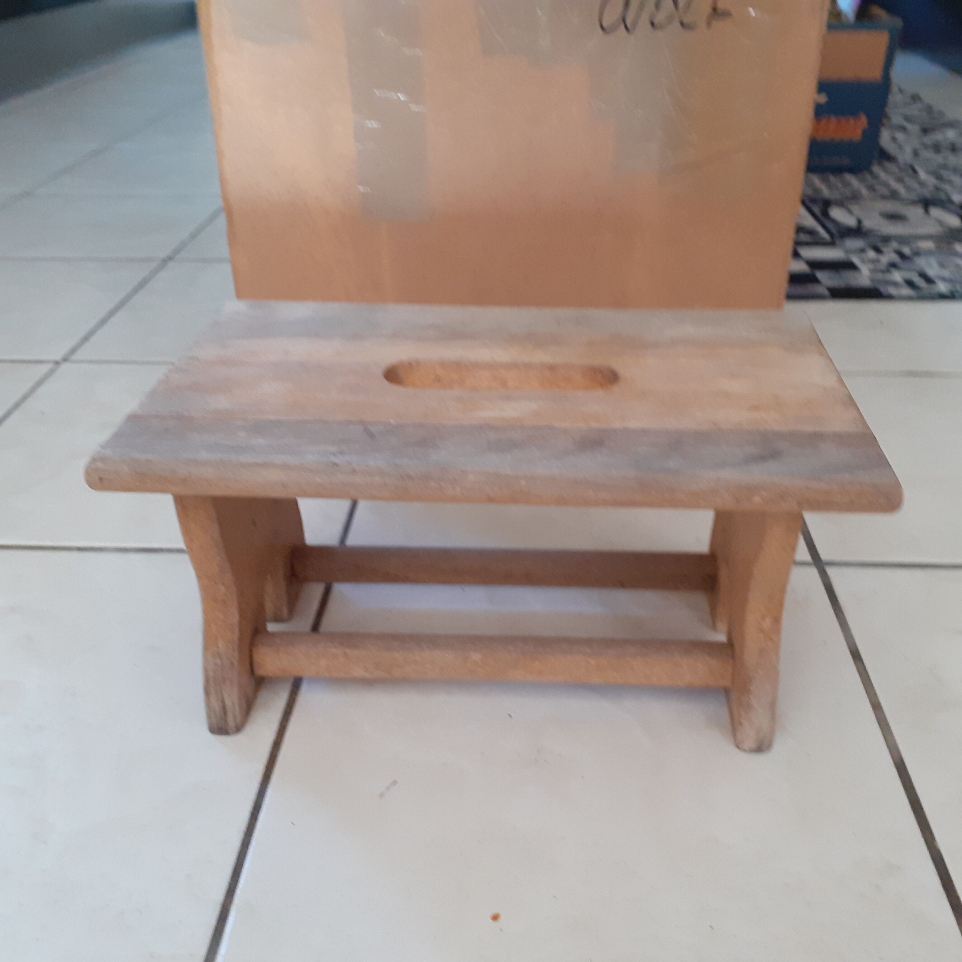 Low stool in bleached wood