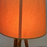 Tripod floor lamp in wood and adjustable brass