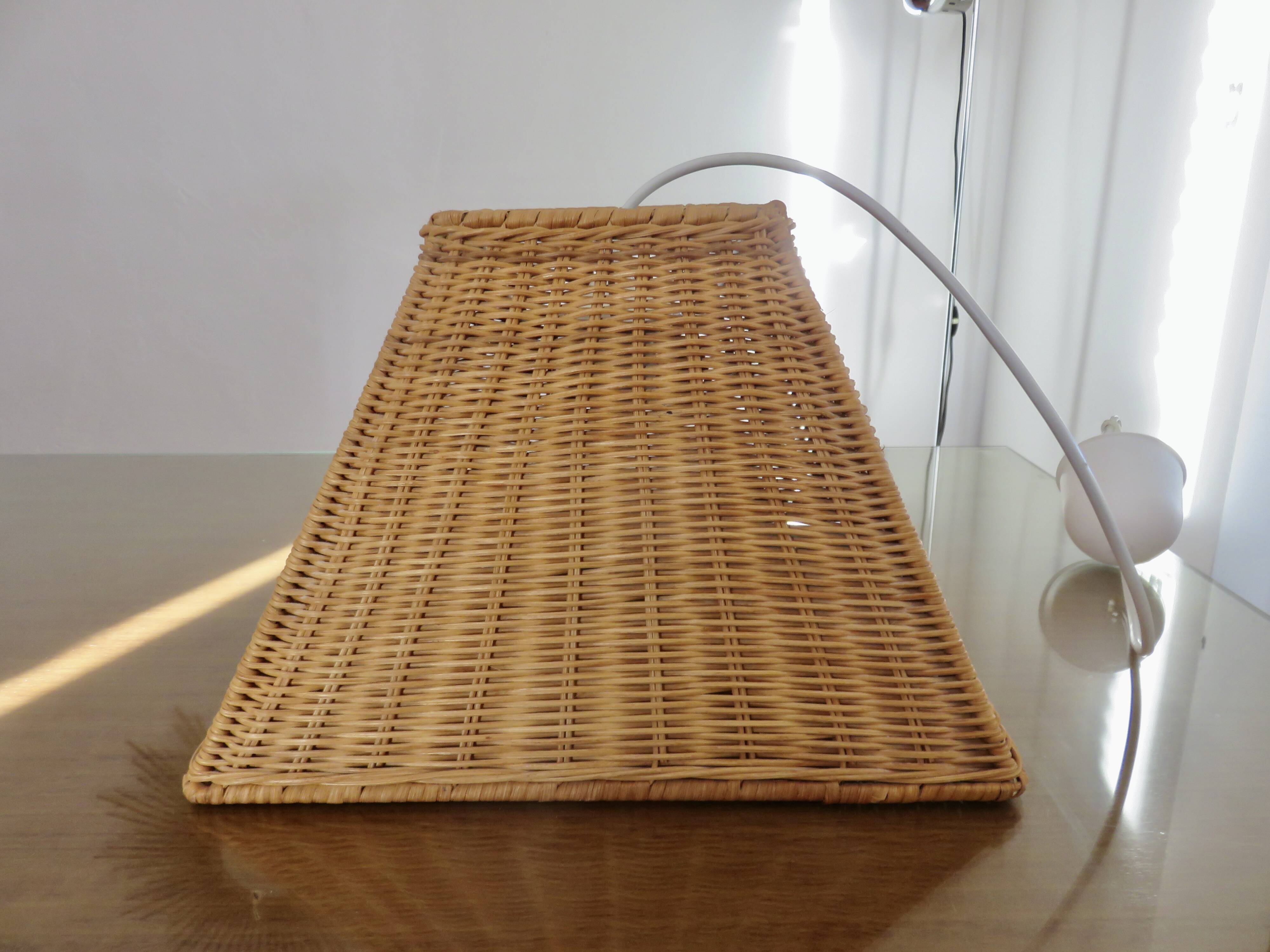 Large 1970s rattan pendant light