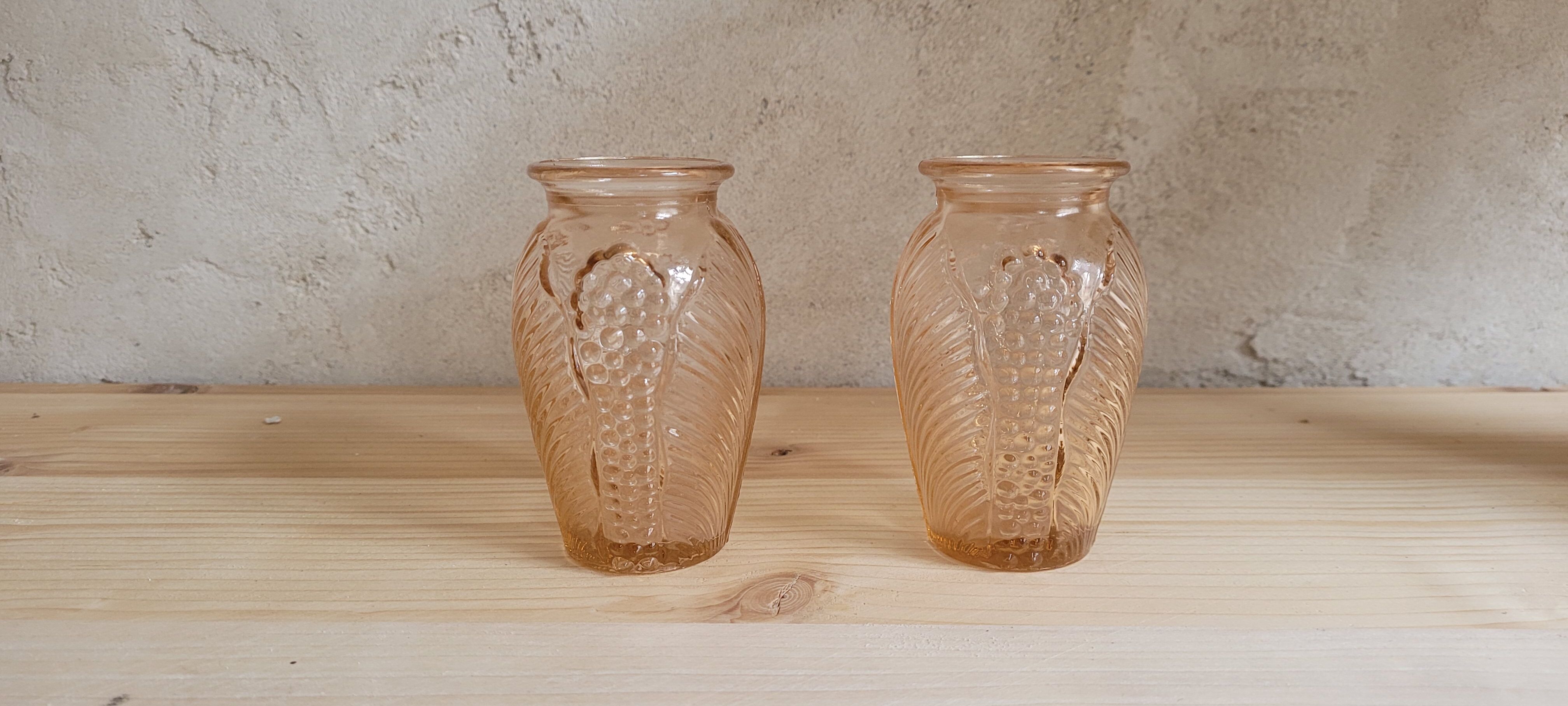 Paire de vases art déco verre rosé